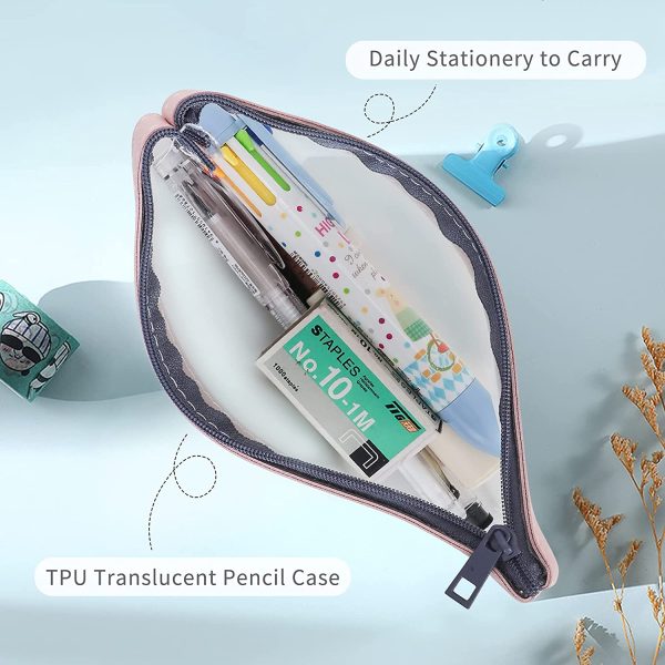 Toplive Trousse à Crayons, 3 Pcs Pochette à Crayon Sacs à Fermeture à Glissière, Pochette de Rangement pour Crayons en TPU, Dossiers de Documents pour Fournitures de Bureau et Papeterie – Image 4