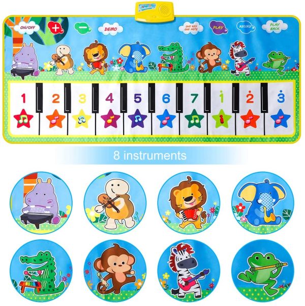 EXTSUD Tapis de Piano Tapis Musical Bébé 132x64cm Grand Tapis de Danse Tapis de Jeu Musical Instrument Touch Jeu Clavier Jouet éducatif pour Enfants Fille garçon – Image 4