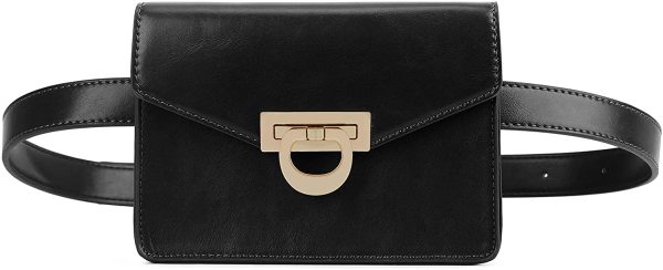 ECOSUSI Sac Banane Femme Sac Ceinture en Cuir PU Petit Sac Bandoulière Femme Fanny Pack Sac Taille pour Loisir/Voyage/Sports/Fête,Noir,S – Image 2