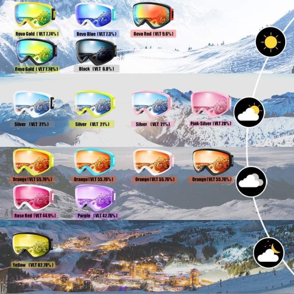 Findway Masque de Ski Protection pour Enfant 5 à 16 Ans Lunette Ski Masque Ski OTG de Garçon ou Fille Anti-UV Antibuée Compatible avec Casque pour Ski Snowboard Autres Sports Hiver