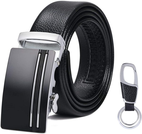 flintronic Ceinture Homme, Ceinture en Cuir pour Homme, Réglable à Cliquet Ceinture Boucle Automatique 3.5cm * 130cm (Porte-clés et boîte-cadeau inclus) - Noël Cadeaux Homme Original Idee Cadeau – Image 4