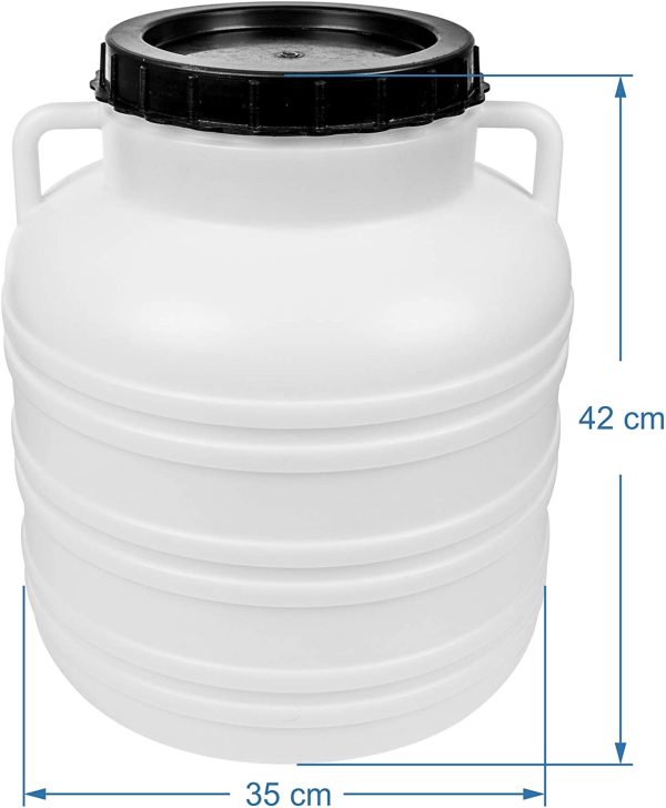 Browin 360130 Fut Alimentaire avec un Couvercle Étanche 30l, Baril pour Mariner le Chou, les Concombres, le Stockage des Aliments, pour l'Eau, Plastique, Blanc – Image 6