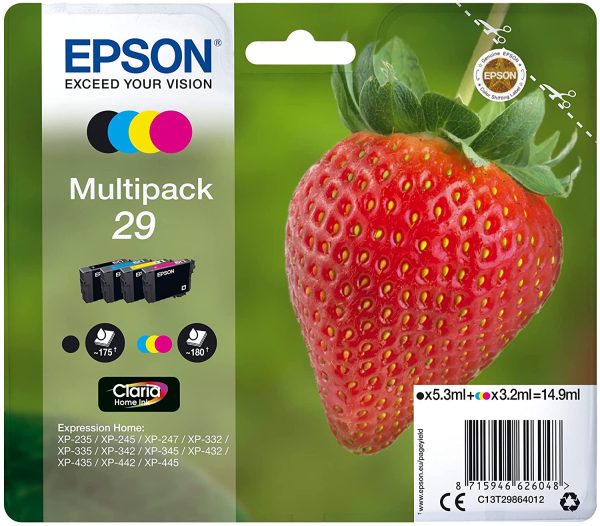 Epson Multipack 29 Fraise, Cartouches d'encre d'origine, 4 couleurs: Noir, Cyan, Magenta, Jaune, XP-235 XP-243 XP-245 XP-247 XP-255 XP-257 XP-332 XP-335 XP-342 XP-345 XP-352 XP-355 XP-432 XP-435 – Image 5