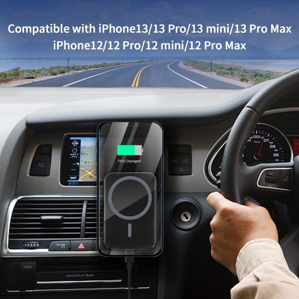 Chargeur Induction Voiture Magsafe,Compatible avec iPhone 13/13Pro/13Mini/13 Pro Max/12/12 Pro/12 Mini/12 Pro Max, Chargeur sans Fil Voiture Rapide, Support Téléphone Voiture Magnétique, Noir – Image 5