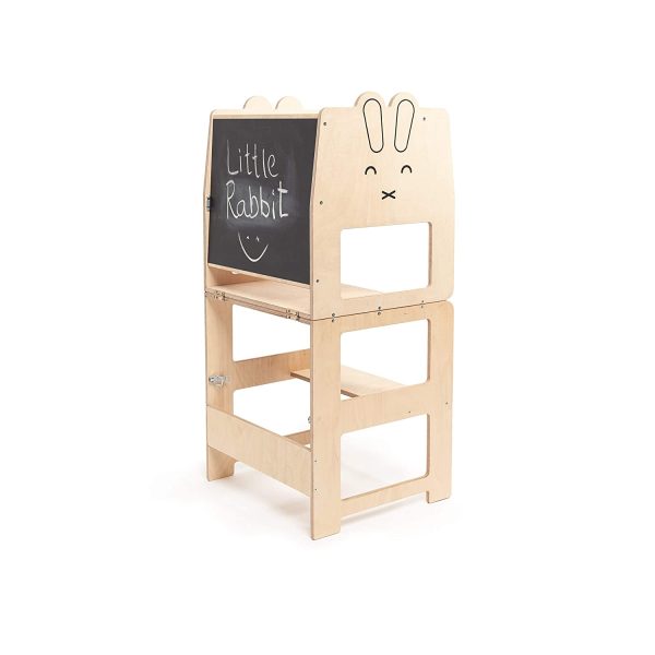 Craffox Tour d'observation pour tout-petit/LAPIN naturel/tour de cuisine/tabouret d’apprentissage Montessori/table pour enfant – Image 3