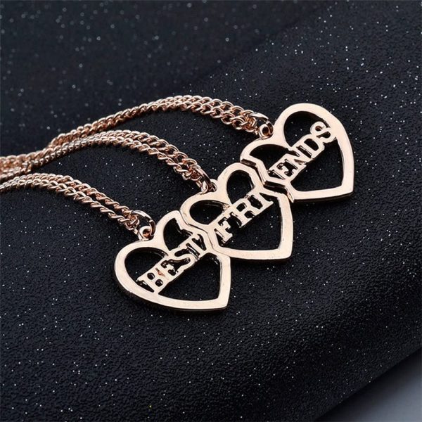 Elegant Rose 3 Pcs Best Friends Forever BFF Ensemble de Pendentif à clés en Argent et Coeur Ensemble Accessoires pour amitié – Image 2