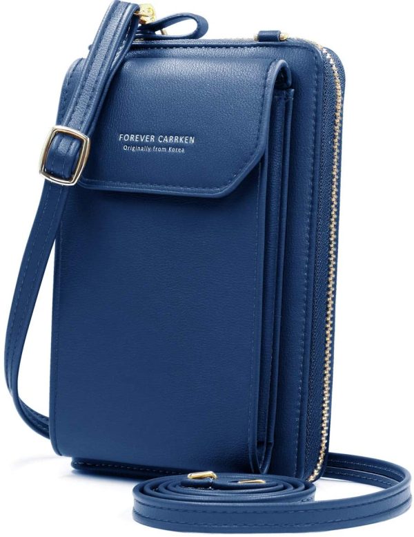 HNOOM Petit Sac Bandoulière Femme, Petits Sacs pour Téléphone, Mini Cuir Sac de Téléphone Portable avec Fentes pour Cartes de Sangle (Bleu) – Image 2