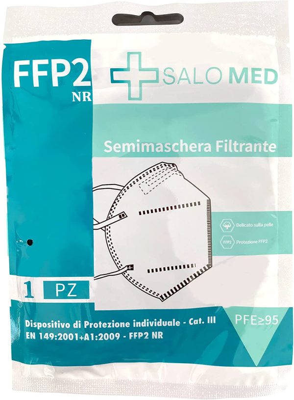 SALO MED 20 masques FFP2 noirs - Certifiés CE 2841 - Emballage individuel - Masque 5 couches - Protection avec filtration BFE > 99 % - Boîte de 20 pièces