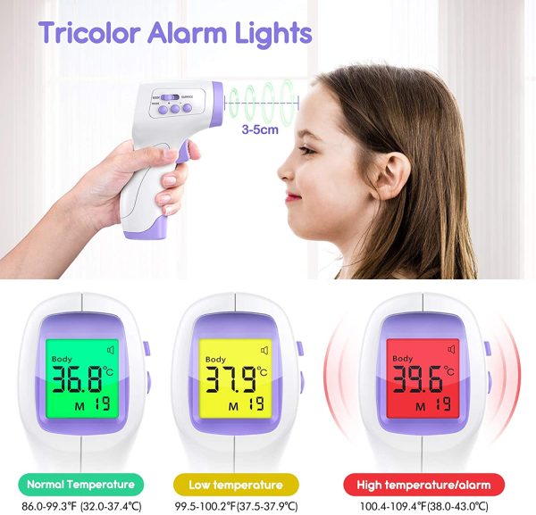 Thermometre Frontal Adulte, KKmier Thermometre sans Contact avec Affichage à LCD, Thermomètre Frontal Infrarouge Bébé Enfant Adulte, Thermometre Infrarouge avec Lecteur Rapide 99 Données Enregistrées – Image 5