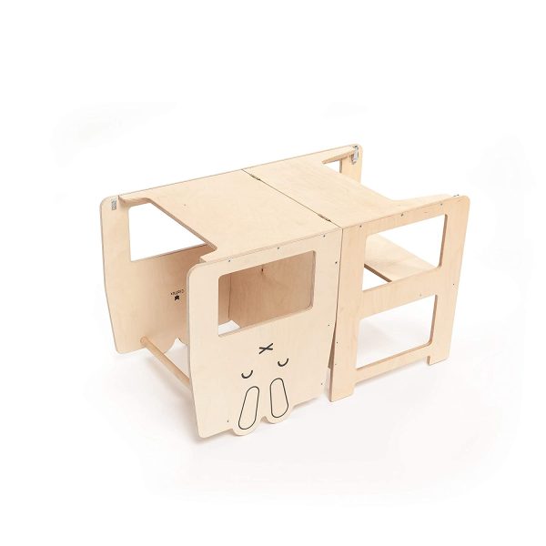 Craffox Tour d'observation pour tout-petit/LAPIN naturel/tour de cuisine/tabouret d’apprentissage Montessori/table pour enfant – Image 8