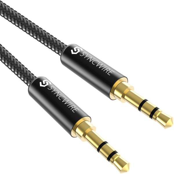 Syncwire Câble Jack Audio Câble Auxiliaire 3.5mm mâle vers mâle [Plaqué Or] Câble Audio stéréo en Nylon pour iPhone, Samsung, iPod, iPad, Voiture, Casque, Autoradio, Smartphones, MP3 etc. - 1M Noir – Image 2