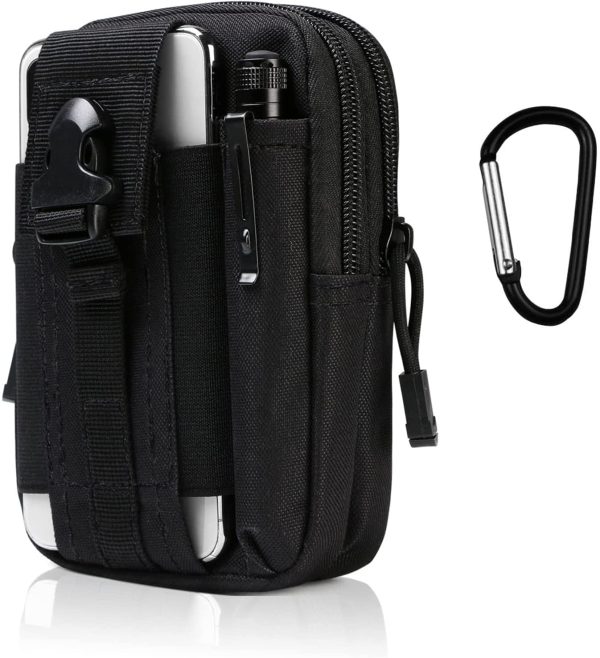 flintronic Sac Tactique Ceinture, Nylon Sacoche Ceinture | Noir | Multifonctionnelle Molle EDC Gadget Sac pour Téléphone, Plein-Air, Randonnée, Alpinisme et Cyclisme (avec 1* Mousquetons) – Image 2