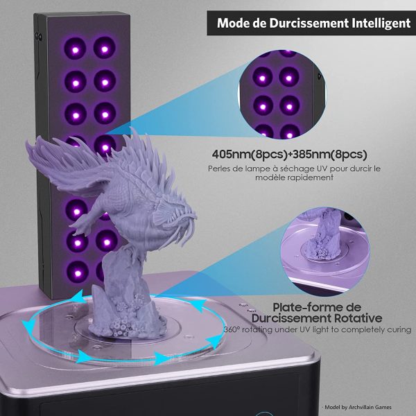 Mercury Plus V2.0 Machine de Lavage et de Durcissement 2 en 1 avec Plateau Tournant pour Modèles en Résine d'Imprimante 3D de Photopolymérisation UV pour Mars Photon S Photon Mono LCD/DLP/SLA