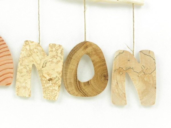 Prénom, lettres en bois, déco enfant/bébé, cadeau de naissance, mobile en bois avec prénom, fait main en bois naturel – Image 5