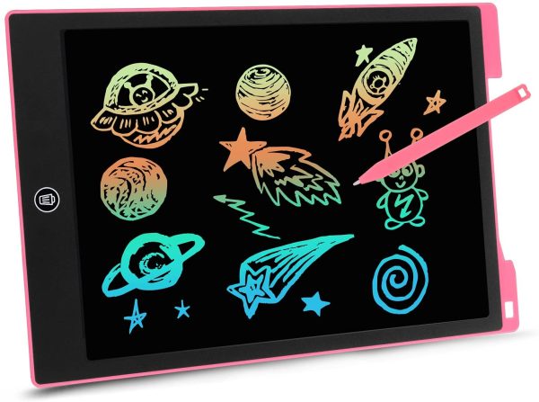 EooCoo Tablette Dessin Enfant LCD de Colorée 12 Pouces, électronique Memo Board avec Bouton de Verrouillage pour 4-12 ans Enfants Adultes Accueil Bureau école, Rose – Image 7