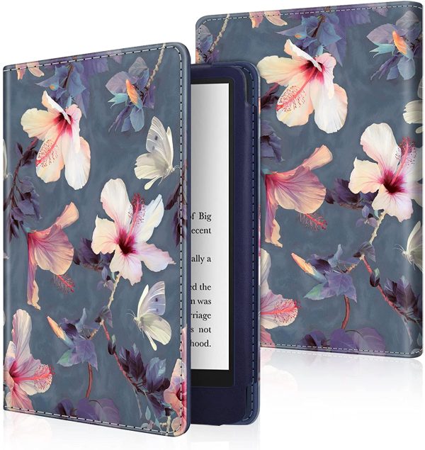 FINTIE Étui pour 6,8" Kindle Paperwhite (11e génération, modèle 2021) et Kindle Paperwhite Signature Edition, Folio Coque de Protection avec Veille/Réveil Automatique, Blooming Hibiscus – Image 2