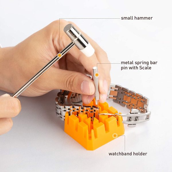 Eventronic Kit de Réparation de Montre, Ensemble D'outils de Barre de Ressort Professionnel, Ensemble D'outils de Broche de Lien de Bande de Montre avec étui de Transport (Noir&Marron) – Image 7