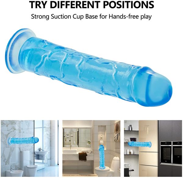 Gode Réaliste pour Femme, 18 CM Bleu Gode Anale Petit avec Ventouse Forte, Souple Réplique du Pénis, Godemiché Sex Toys pour Couples Anal Clitoris Masturbation – Image 3