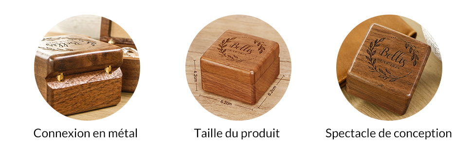 Coffret en bois pour bagues de fiançailles petite boîte à bagues Bague individuelle en bois