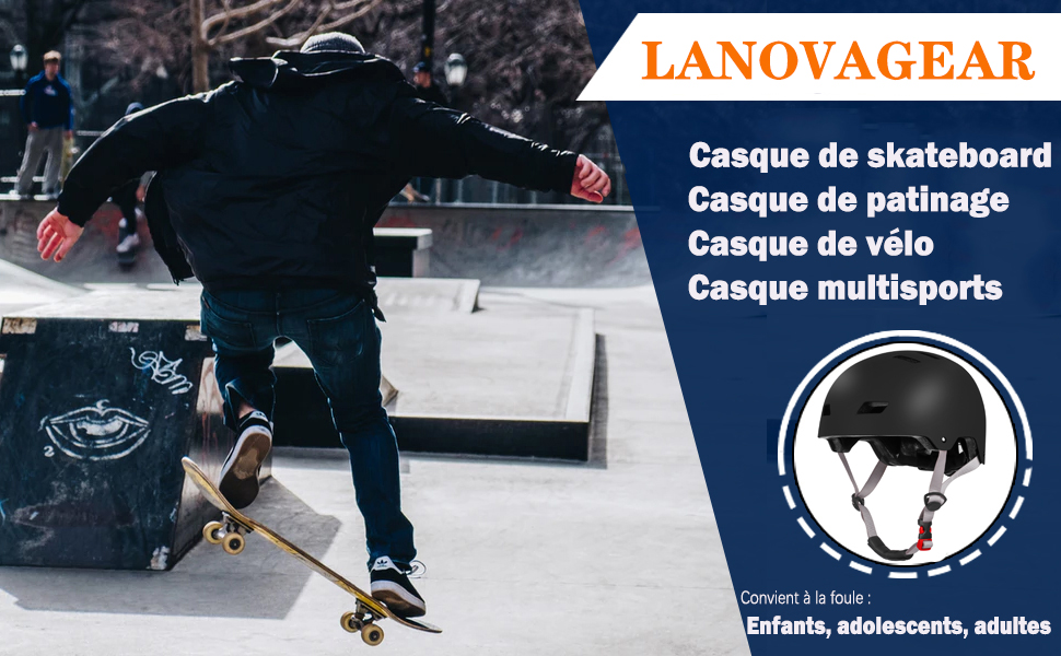 LANOVAGEAR Casque de Skateboard