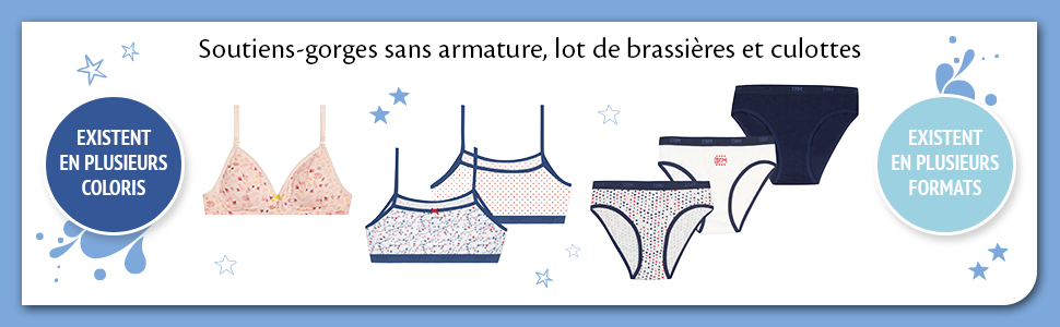 dim; adolescente; moderne; confort; pratique; stretch; culotte; soutien-gorge