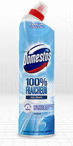 Domestos Gel Nettoyant WC 100 % Fraîcheur Océan 750 ml, élimine la saleté tenace et le tartre caché