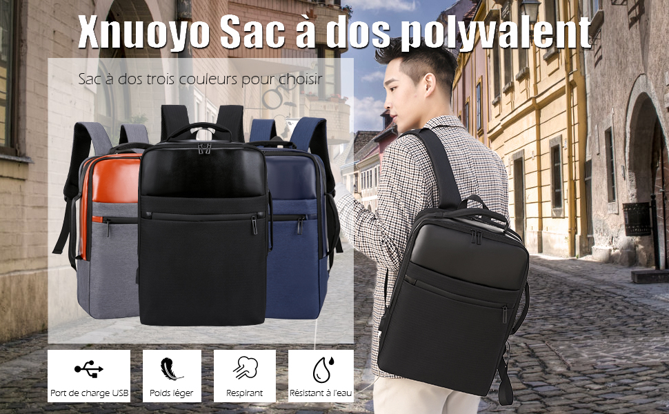 Xnuoyo sac à dos pour ordinateur portable 15.6in