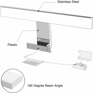 Lampe Miroir Salle de Bain 10W 820LM 40cm 230V 4000K,IP44 Imperméable Miroir Lumineux Lampe 400mm 