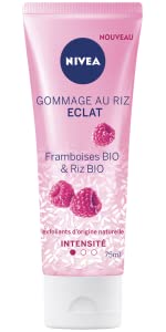 NIVEA Gommage au Riz Éclat Exfoliant Graines Riz Japonica Framboises BIO Visage Peau Sèche Sensible