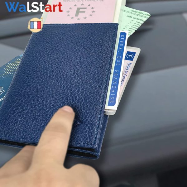 Porte Papier Voiture Cuir avec 2 Etuis Proteges Carte Grise et Permis - Porte Document Véhicule avec Rangement Assurance et vignettes -Bonus : Pochette Blocage RFID WalStart – Image 4