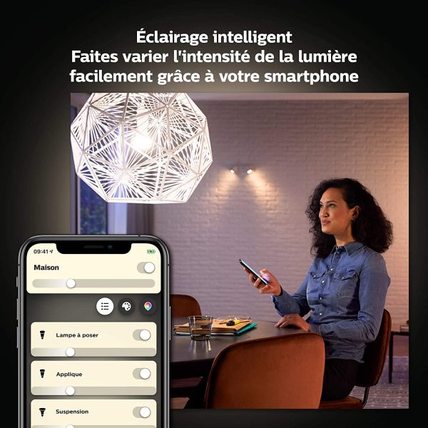 Philips Hue White, ampoule LED connectée E27, Equivalent 75W, Compatible Bluetooth, Pack de 2 – Image 6