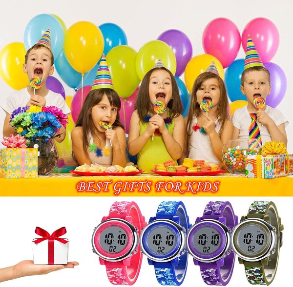 WUTAN Enfants Montres pour Garçons Filles LED Grand Cadran Montre Numérique Montre De Sport pour Enfants Casual Étanche Montres-Bracelet – Image 4