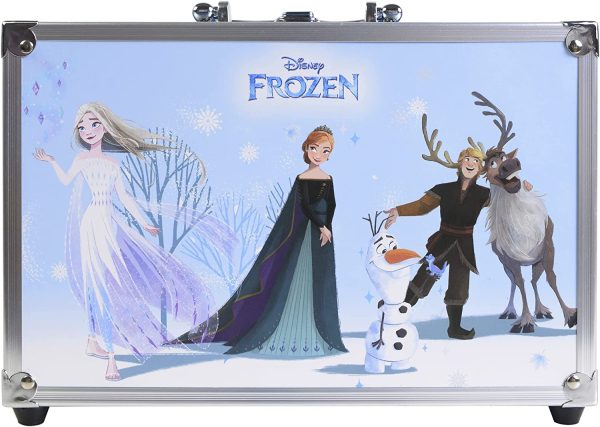 Frozen Makeup Train Case, Kit de Maquillage Reine des Neiges avec Palettes Colorées pour les Lèvres et le Visage, Kit de Maquillage Fun, Accessoires Colorés, Jouets et Cadeaux pour Enfants et Filles – Image 3