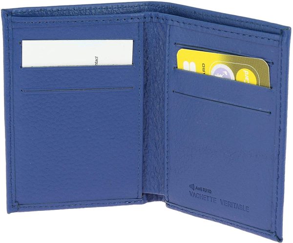 FASHIONGEN - Porte-Cartes en Cuir de Vachette, pour Carte de crédit, fidélité et visites, pour Femme et Homme, Sawsan - Bleu Cyan - Anti RFID – Image 4