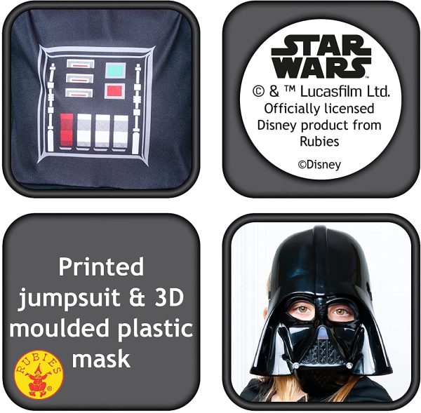 Rubie's - Déguisement Classique Officiel - Dark Vador Star Wars, enfant, ST-641066M, Taille M 5 à 6 ans