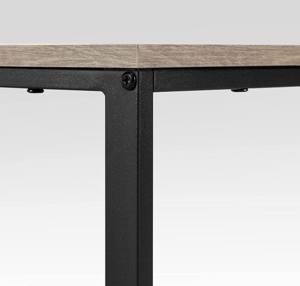 Bureau Informatique, Table avec Rangement, avec Étagère à 2 Niveaux à Gauche ou à Droit, pour Bureau, Salon, Cadre en Métal, Style Industriel, Grège et Noir LWD046B02 – Image 2