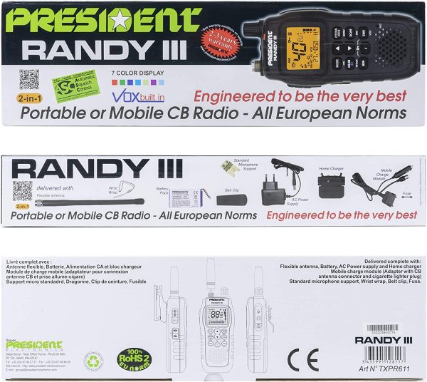 Président Randy-III Am/FM walkie CB 27 Batterie Lithium 1800 mAh – Image 5