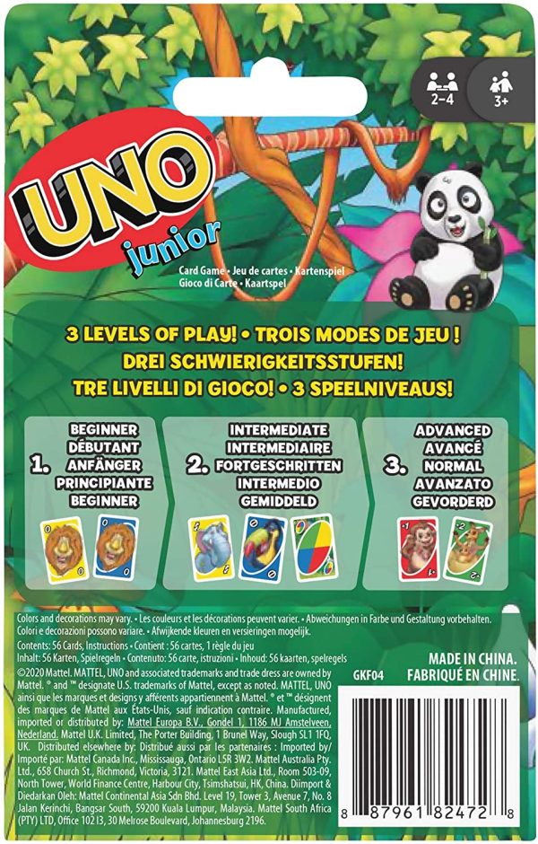 UNO Junior jeu de société et de 56 cartes avec dessins d'animaux, pour enfants dès 3 ans, GKF04 – Image 7