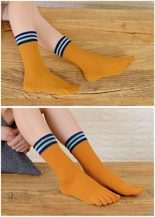 Chaussette à Doigts Femme Chaussettes Orteils Séparés de Sport en Coton, Femme Chaussette Doigt de Pied, doux et respirant, 4/5 paires – Image 5