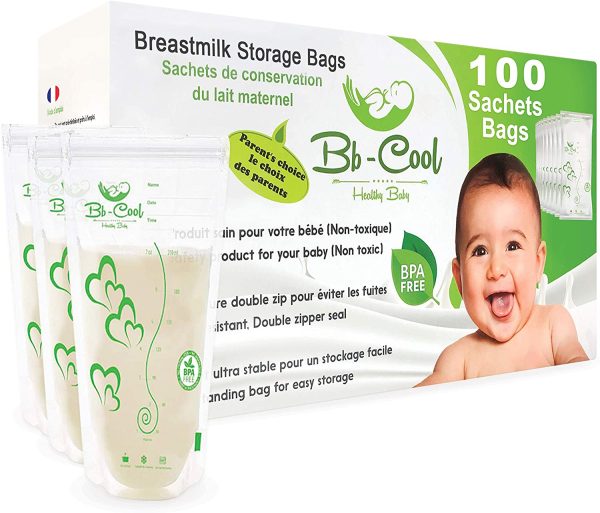 BB-COOL Sachets de Conservation du Lait Maternel, Lot de 100 Sacs de Conservation Pré-stérilisés Sans BPA, 210ml – Image 3