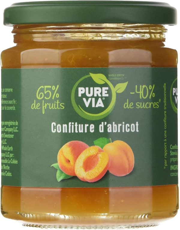 PURE VIA - Confiture d'Abricots 300g - Moins de Sucre, Plus de Goût - Origine Naturelle - 300g, - 60% de sucre