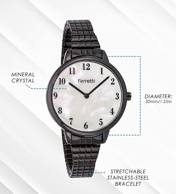 Ferretti Femme | Montre Style Classique avec Bracelet Extensible & Ecran Nacré | FT171