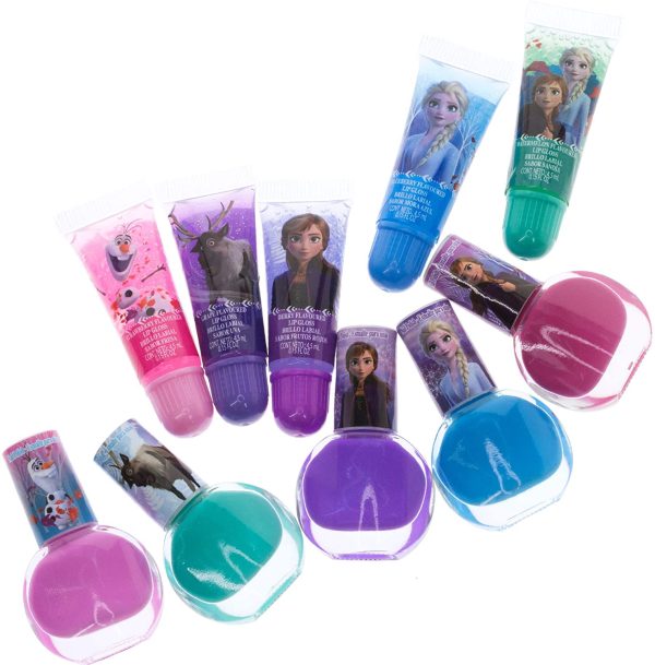 Disney Frozen - Townley Girl Ensemble de maquillage cosmétique pour les filles avec des autocollants pour vernis à ongles brillant à lèvres - 11 pièces | Cadeau d'anniversaire pour les filles 3 ans+ – Image 9