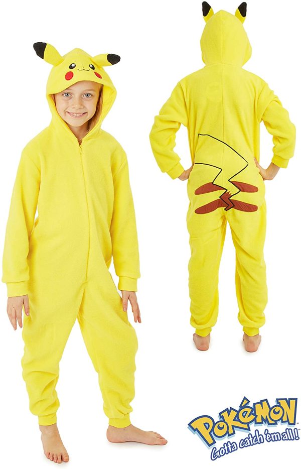 Pokemon Combinaison Pyjama Enfant Pikachu, Surpyjama Grenouillère en Polaire avec Oreilles 3D – Image 2