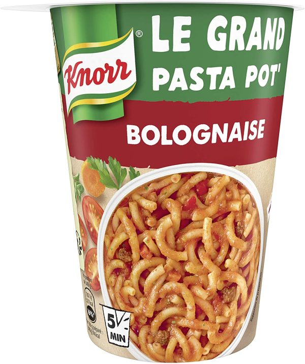 KNORR Pâtes instantanées Le Grand Pot' Express Portion Individuelle Bolognaise, sans Colorant, sans Conservateur ni Exhausteur de Goût, 88g