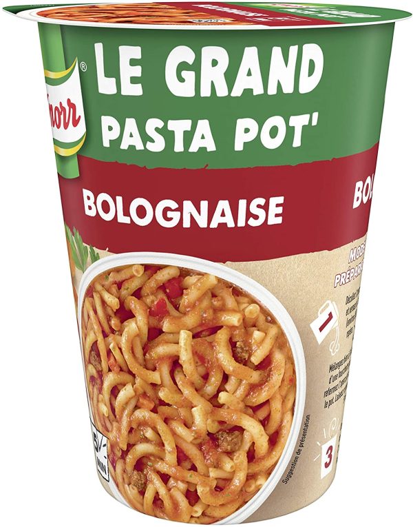 KNORR Pâtes instantanées Le Grand Pot' Express Portion Individuelle Bolognaise, sans Colorant, sans Conservateur ni Exhausteur de Goût, 88g – Image 2