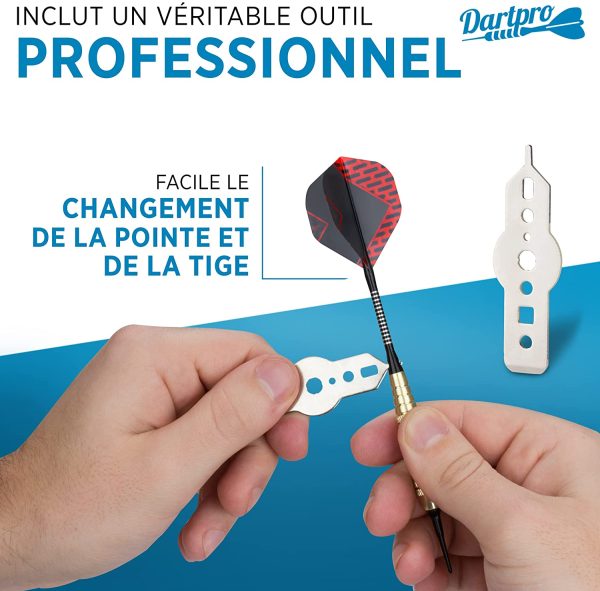 DartPro Fléchettes avec pointe en plastique - 12 fléchettes pour cible électronique [18g] - Jeu de fléchettes professionnel [incl. 6 tiges + 21 ailettes] – Image 4