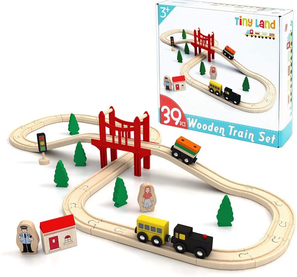 Circuit Train Enfant,Train en Bois (magnétique)& Rails Pack(39 pcs),Compatible avec Brio, Thomas, Lidl et d'autres Marques Populaires. – Image 7