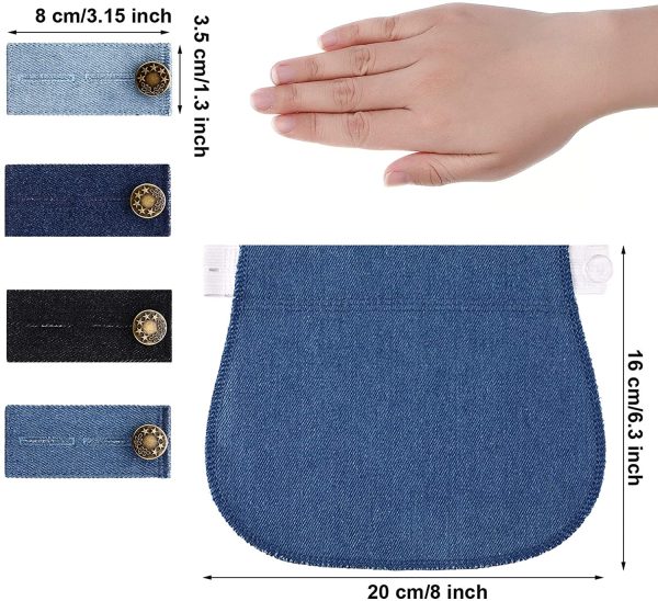 8 Pièces Extension Pantalon de Maternité Rallonge Boutons de Pantalon Élastique Extension de Ceinture Réglable pour Grossesse Femmes Hommes Jeans Pantalons – Image 4