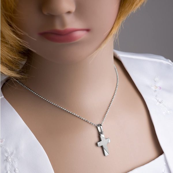 fish chaîne pour garçons, Filles en Argent Sterling 925 avec Un pendantif Croix – Image 6